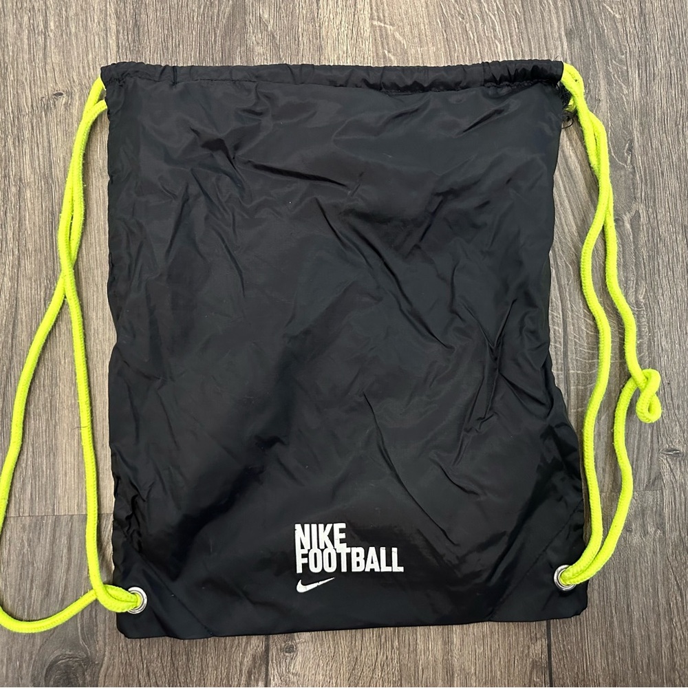 Nike Football Black Drawstring Bag with Neon Yellow Strings